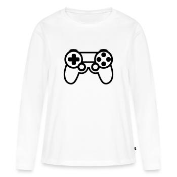 manette de jeux vidéo - T-shirt manches longues Premium bio Femme - blanc - Devant - Julia (174cm)
