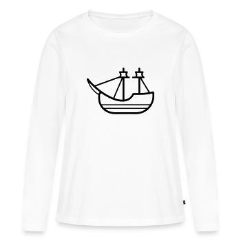 Bateau pirate - T-shirt manches longues Premium bio Femme - blanc - Devant - Julia (174cm)