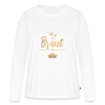 Couronne de mariée - Bachelorette - couleur or - T-shirt manches longues Premium bio Femme - blanc - Devant - Julia (174cm)