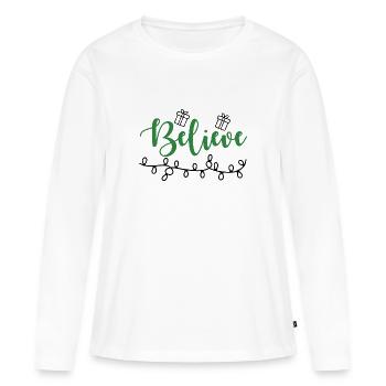 Croire - T-shirt manches longues Premium bio Femme - blanc - Devant - Julia (174cm)