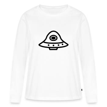 soucoupe volante - T-shirt manches longues Premium bio Femme - blanc - Devant - Julia (174cm)