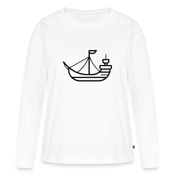 Bateau pirate - T-shirt manches longues Premium bio Femme - blanc - Devant - Julia (174cm)