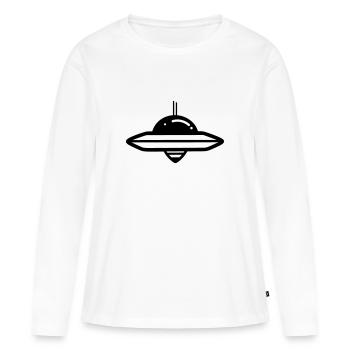 soucoupe volante - T-shirt manches longues Premium bio Femme - blanc - Devant - Julia (174cm)