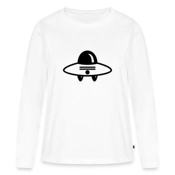 soucoupe volante - T-shirt manches longues Premium bio Femme - blanc - Devant - Julia (174cm)