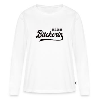 Bäckerin 2025 Ausbildung Prüfung Bäckerin Lehre - Frauen Premium Bio Langarmshirt - Weiß - Vorne - Julia (174cm)