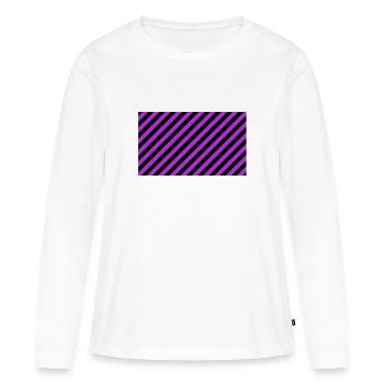 Diagonale Streifen schwarz und lila - Women's Premium Organic Long Sleeve Shirt - white - Front - Julia (174cm)