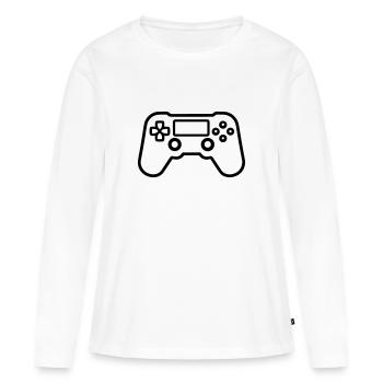 manette de jeux vidéo - T-shirt manches longues Premium bio Femme - blanc - Devant - Julia (174cm)