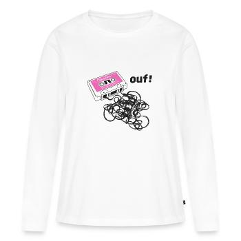 Cassette audio bande emmêlée, ouf ! - T-shirt manches longues Premium bio Femme - blanc - Devant - Julia (174cm)