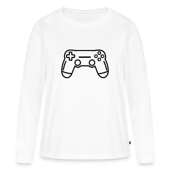 Controller für Videospiele - Frauen Premium Bio Langarmshirt - Weiß - Vorne - Julia (174cm)