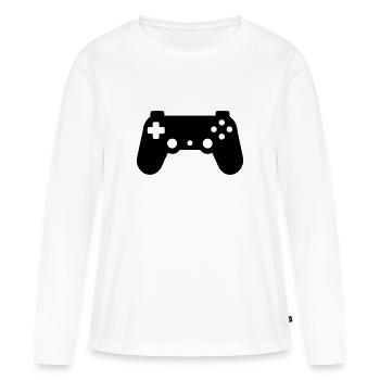 Controller für Videospiele - Frauen Premium Bio Langarmshirt - Weiß - Vorne - Julia (174cm)
