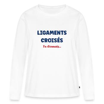 ligaments croises - T-shirt manches longues Premium bio Femme - blanc - Devant - Julia (174cm)