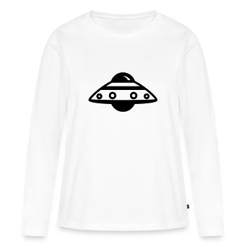soucoupe volante - T-shirt manches longues Premium bio Femme - blanc - Devant - Julia (174cm)