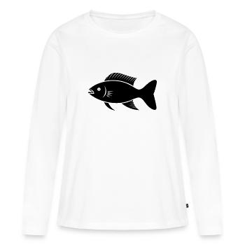 Poisson petite carpe - T-shirt manches longues Premium bio Femme - blanc - Devant - Julia (174cm)