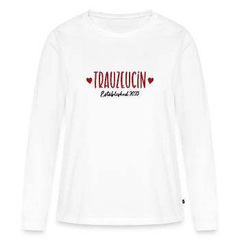 Trauzeugin 2025 Beste Freundin Brautjungfer Heirat - Frauen Premium Bio Langarmshirt - Weiß - Vorne - Julia (174cm)