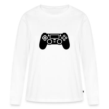 Controller für Videospiele - Frauen Premium Bio Langarmshirt - Weiß - Vorne - Julia (174cm)