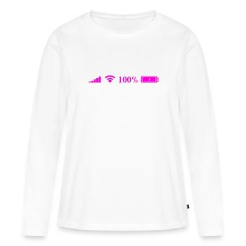 Icone wifi - T-shirt manches longues Premium bio Femme - blanc - Devant - Julia (174cm)
