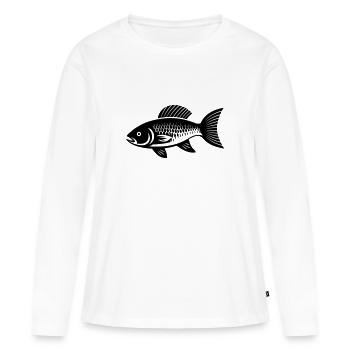 Poisson petite carpe - T-shirt manches longues Premium bio Femme - blanc - Devant - Julia (174cm)