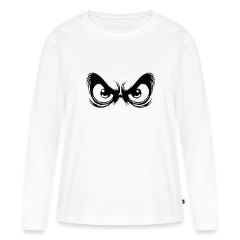 Wütende Augen mit starrem Blick - Frauen Premium Bio Langarmshirt - Weiß - Vorne - Julia (174cm)