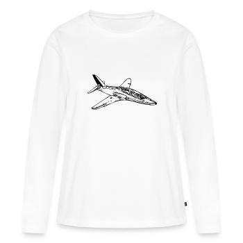 Avion Jet Flyer élégant - T-shirt manches longues Premium bio Femme - blanc - Devant - Julia (174cm)