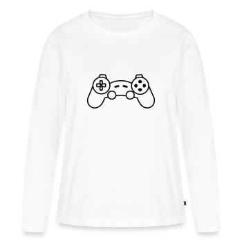 manette de jeux vidéo - T-shirt manches longues Premium bio Femme - blanc - Devant - Julia (174cm)