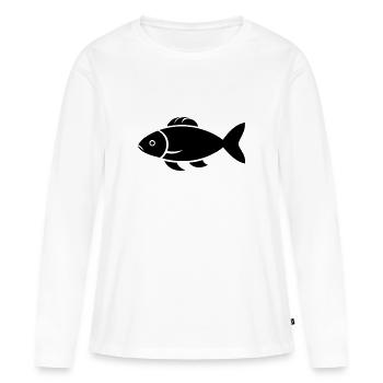 Poisson petite carpe - T-shirt manches longues Premium bio Femme - blanc - Devant - Julia (174cm)