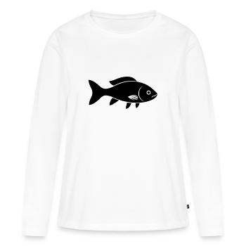 Poisson petite carpe - T-shirt manches longues Premium bio Femme - blanc - Devant - Julia (174cm)