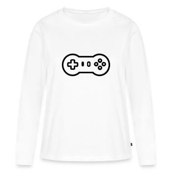 manette de jeux vidéo - T-shirt manches longues Premium bio Femme - blanc - Devant - Julia (174cm)