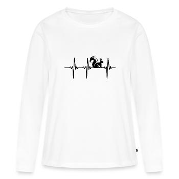 Herzschlag für kleine süsse Eichhörnchen Kinder - Frauen Premium Bio Langarmshirt - Weiß - Vorne - Julia (174cm)