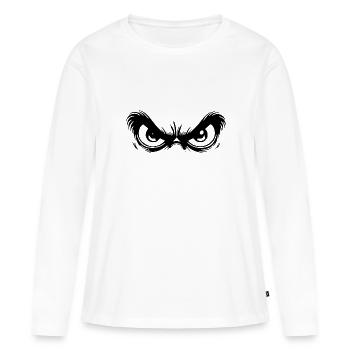 Grimmige Augen mit starrem Blick - Frauen Premium Bio Langarmshirt - Weiß - Vorne - Julia (174cm)
