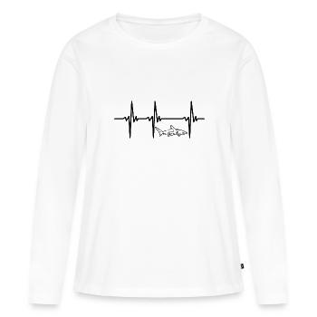 Herzschlag für Elegante schnelle Hochsee Haie - Frauen Premium Bio Langarmshirt - Weiß - Vorne - Julia (174cm)