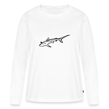 Requin élégant dans le courant de dérive - T-shirt manches longues Premium bio Femme - blanc - Devant - Julia (174cm)