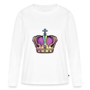 Couronne - T-shirt manches longues Premium bio Femme - blanc - Devant - Julia (174cm)