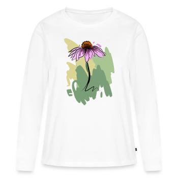 Chapeau de soleil rose - T-shirt manches longues Premium bio Femme - blanc - Devant - Julia (174cm)