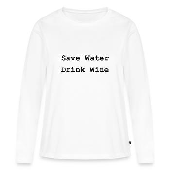 Save water drink wine - Women's Premium Organic Long Sleeve Shirt - white - Front - Julia (174cm)