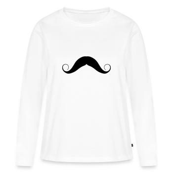 Moustache - T-shirt manches longues Premium bio Femme - blanc - Devant - Julia (174cm)