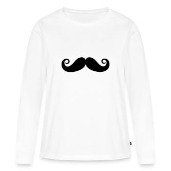 Moustache - T-shirt manches longues Premium bio Femme - blanc - Devant - Julia (174cm)