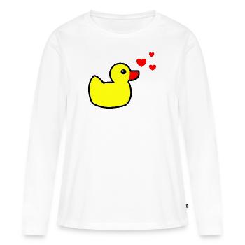 Quietscheente Gelb Valentinstag - Frauen Premium Bio Langarmshirt - Weiß - Vorne - Julia (174cm)