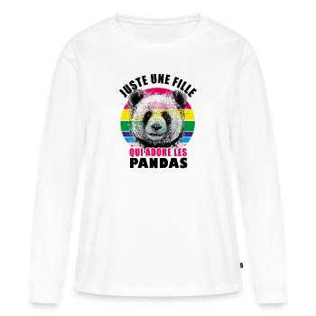 Fille Qui Aime Les Pandas - T-shirt manches longues Premium bio Femme - blanc - Devant - Julia (174cm)
