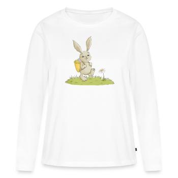 Lapin de Pâques mignon - T-shirt manches longues Premium bio Femme - blanc - Devant - Julia (174cm)