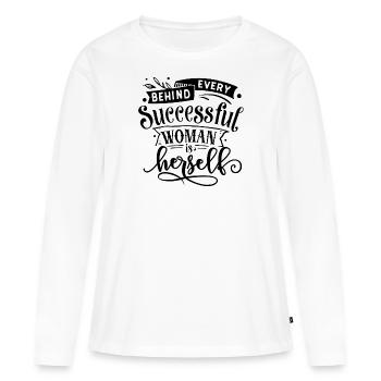 Behind every successful woman is herself - T-shirt manches longues Premium bio Femme - blanc - Devant - Julia (174cm)