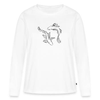 Ying Yang Poissons - T-shirt manches longues Premium bio Femme - blanc - Devant - Julia (174cm)