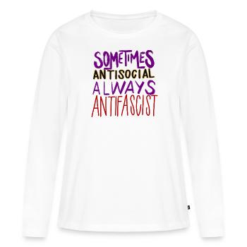 ANTIFASCISTE ANTISOCIAL - T-shirt manches longues Premium bio Femme - blanc - Devant - Julia (174cm)