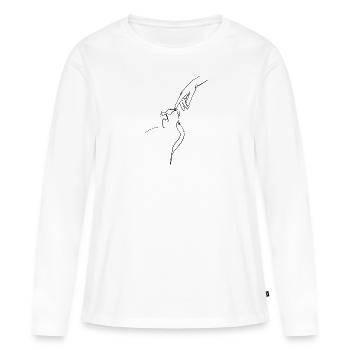 Nez de chat - T-shirt manches longues Premium bio Femme - blanc - Devant - Julia (174cm)