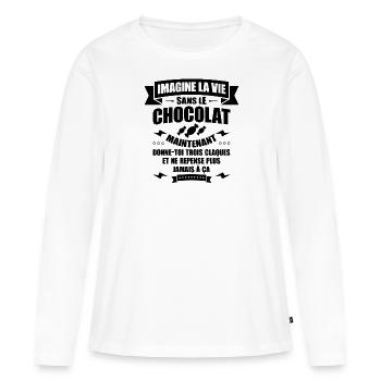 IMAGINE LA VIE SANS LE CHOCOLAT - T-shirt manches longues Premium bio Femme - blanc - Devant - Julia (174cm)