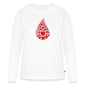 Tropfen Herz - Frauen Premium Bio Langarmshirt - Weiß - Vorne - Julia (174cm)
