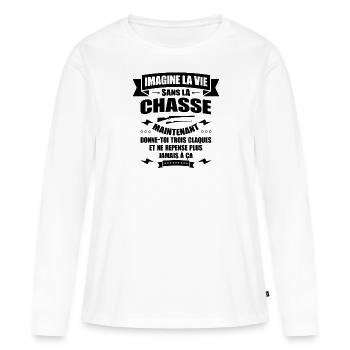 IMAGINE LA VIE SANS LA CHASSE - T-shirt manches longues Premium bio Femme - blanc - Devant - Julia (174cm)