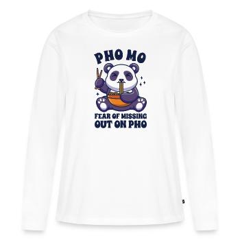 Drôle Pho Panda mignon mangeant Pho - T-shirt manches longues Premium bio Femme - blanc - Devant - Julia (174cm)