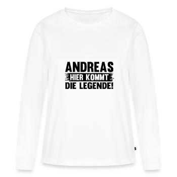 Prénom Andreas - T-shirt manches longues Premium bio Femme - blanc - Devant - Julia (174cm)