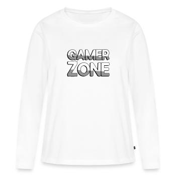GAMER ZONE - Gaming - Frauen Premium Bio Langarmshirt - Weiß - Vorne - Julia (174cm)