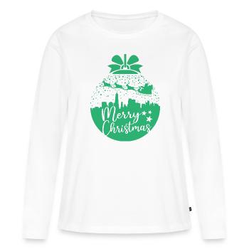 Weihnachten Schneeball Santa Sleigh Frohe Weihnachten Geschenk - Frauen Premium Bio Langarmshirt - Weiß - Vorne - Julia (174cm)